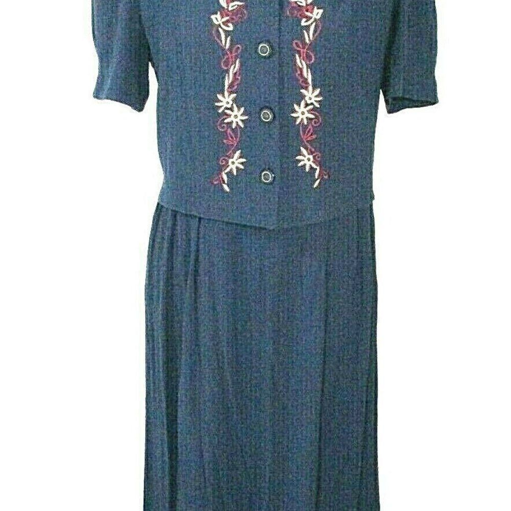 VTG Miss Dorby Petites Embroidered Blue Size 10P